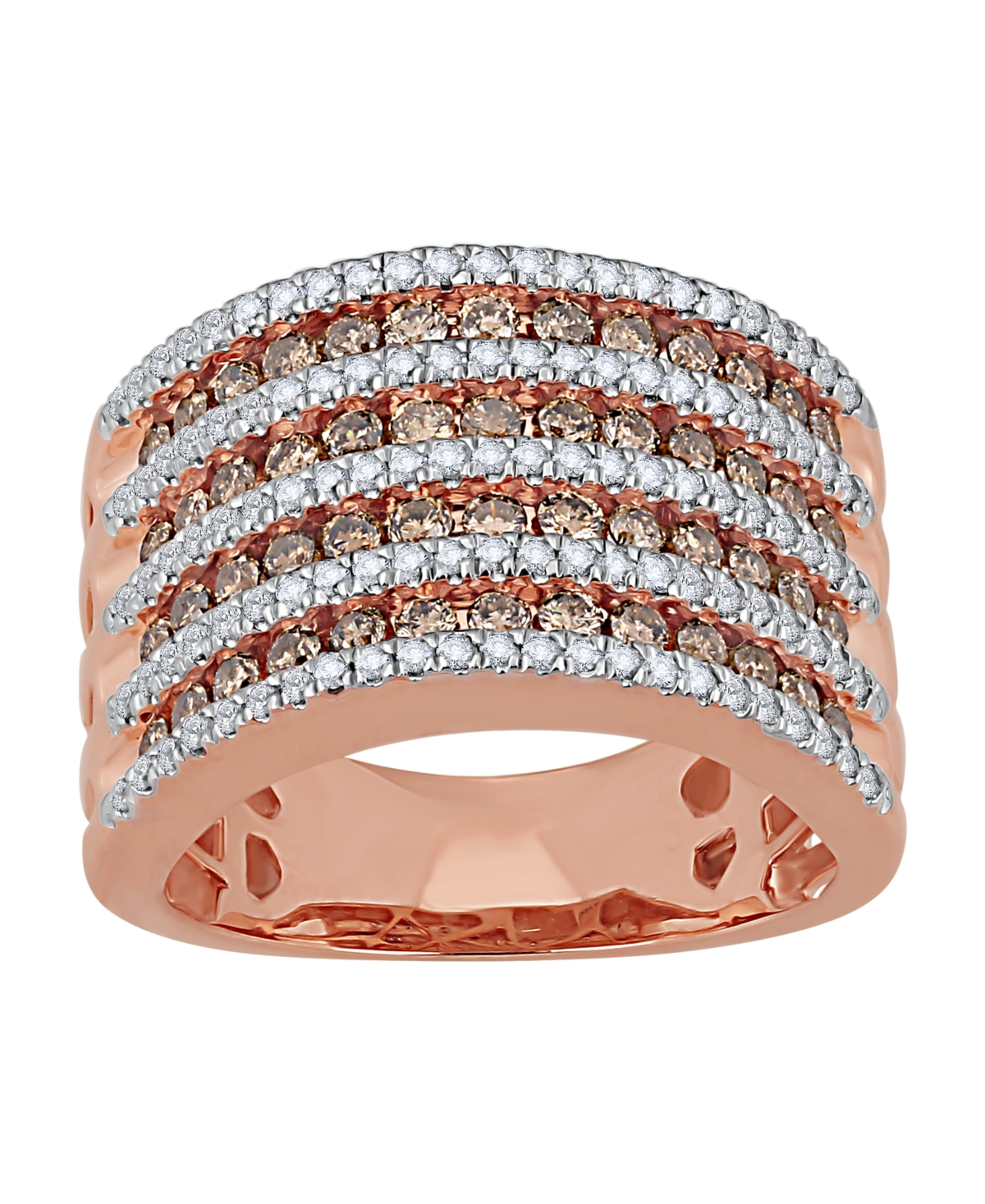 Diamond Multi-Row Band Ring (1-1/2 ct. t.w.) in 14k Rose Gold