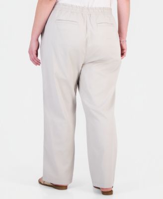 Size Tie-Waist Wide-Leg Pants