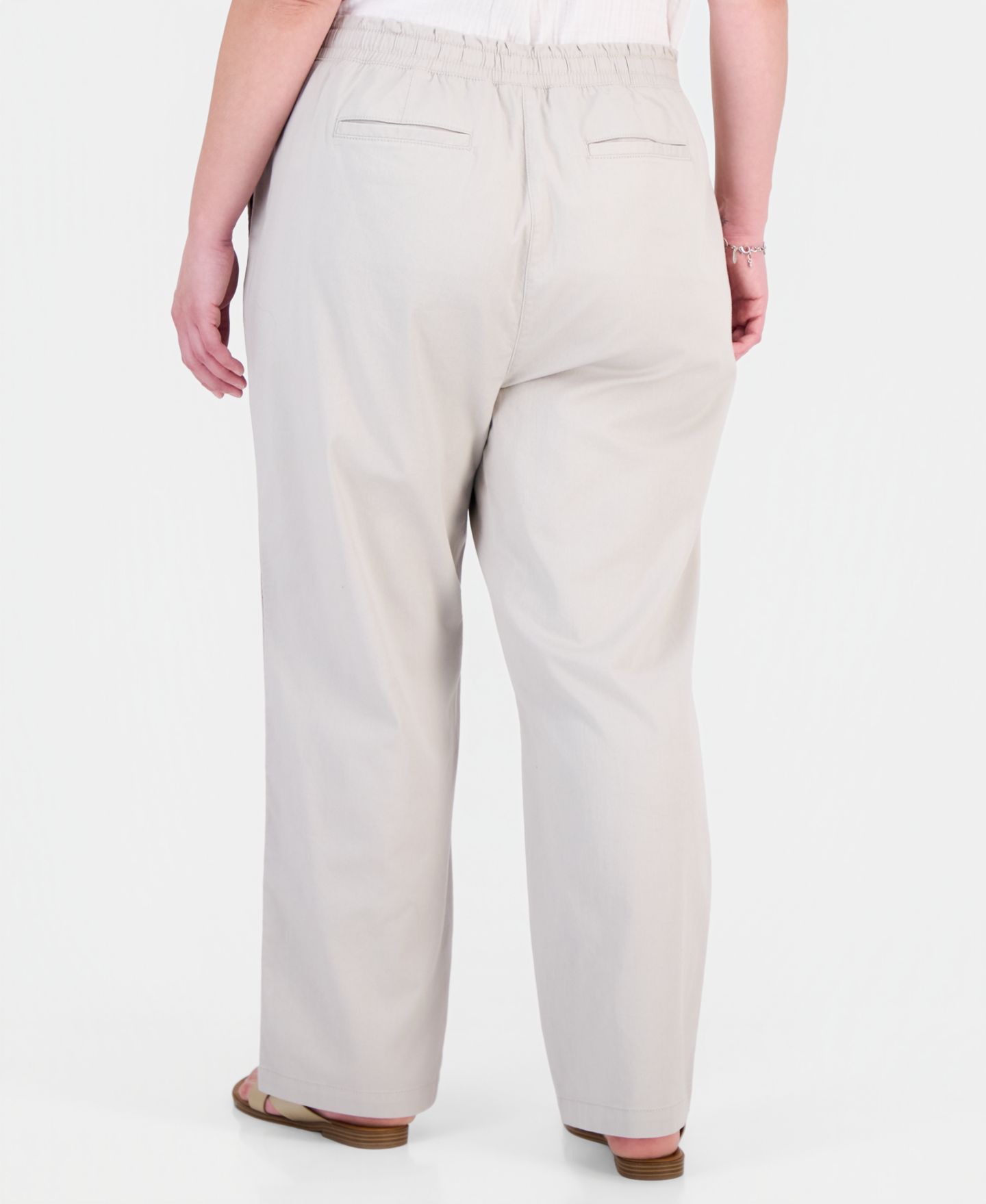 Женские брюки Style & Co Plus Size Straight-Leg Pull-On, цвет: Серо-бежевый — фото 2