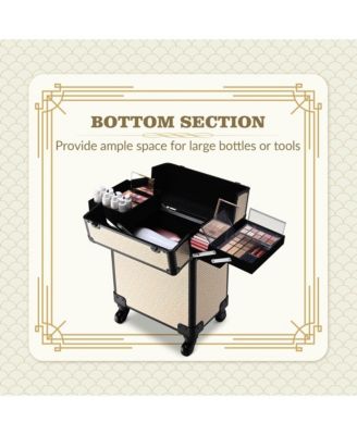 2-Piece Makeup Train Case Cosmetic Organizer Kit Art Deco Pastel