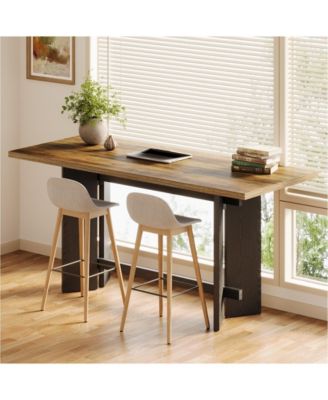 63-Inch Large Bar Height Table, Home Bar Unit with Footrest, Hight Top Indoor Bar Table for Kitchen, Dining Room, Living Room, Apartment