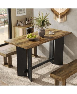 63-Inch Large Bar Height Table, Home Bar Unit with Footrest, Hight Top Indoor Bar Table for Kitchen, Dining Room, Living Room, Apartment