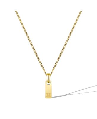 Men's Initial Tag Necklace - Gold with Micro Cuban Chain