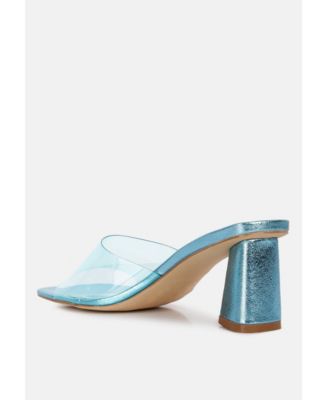 Womens Eugnie Clear Straps Block Heel Sandals