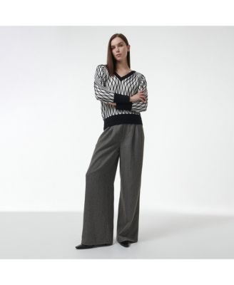 Women's Argyle Mesh Textured Knitted Sweater