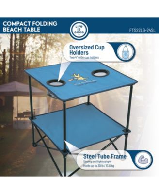 Rio Beach 2 x 2 x 2 ft Blue Square Compact Folding Beach Table
