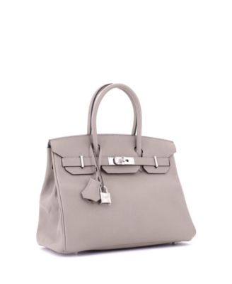 Birkin 30 Handbag Grey Epsom with Palladium Hardware