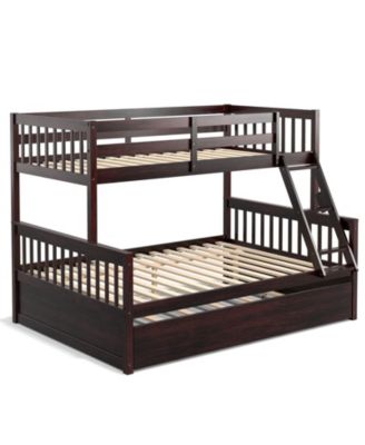 Twin Over Full Bunk Bed with Trundle, Convertible Design - 60