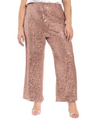 Plus Size Sequin Pull On Pants