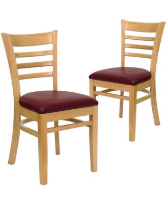 2 Pack Ladder Back Wooden Restaurant Chair