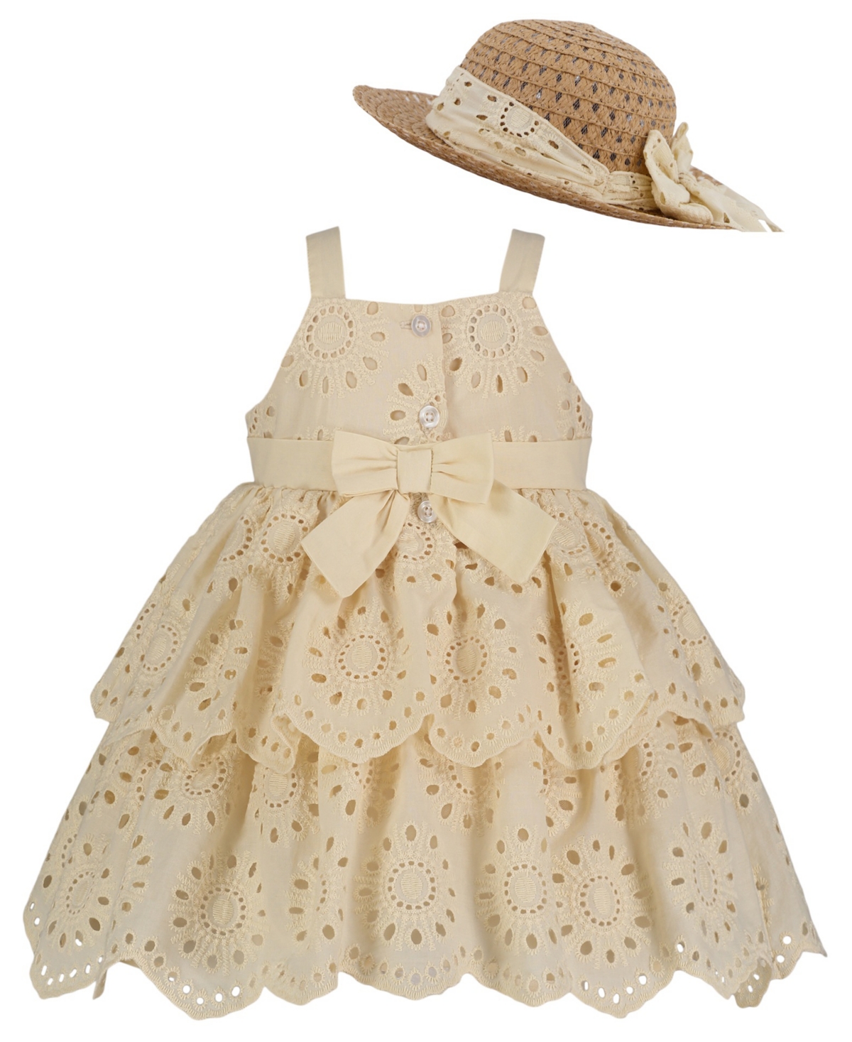 Blueberi Boulevard Baby Girls' Eyelet Sundress and Hat