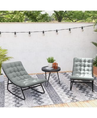 2 Pieces Outdoor Rocking Chairs, Cushioned Patio Rocker