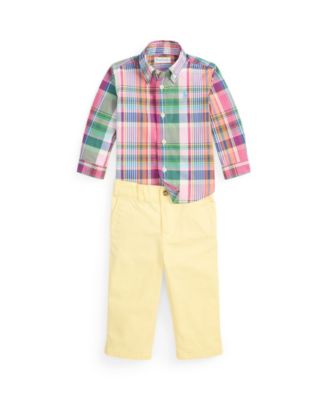 Baby Boys' Plaid Poplin Shirt and Flex Abrasion Pants, 2-Piece Set