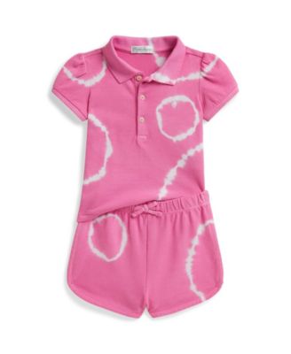 Baby Girls' Tie-Dye Stretch Mesh Polo Shirt and Shorts, 2-Piece Set