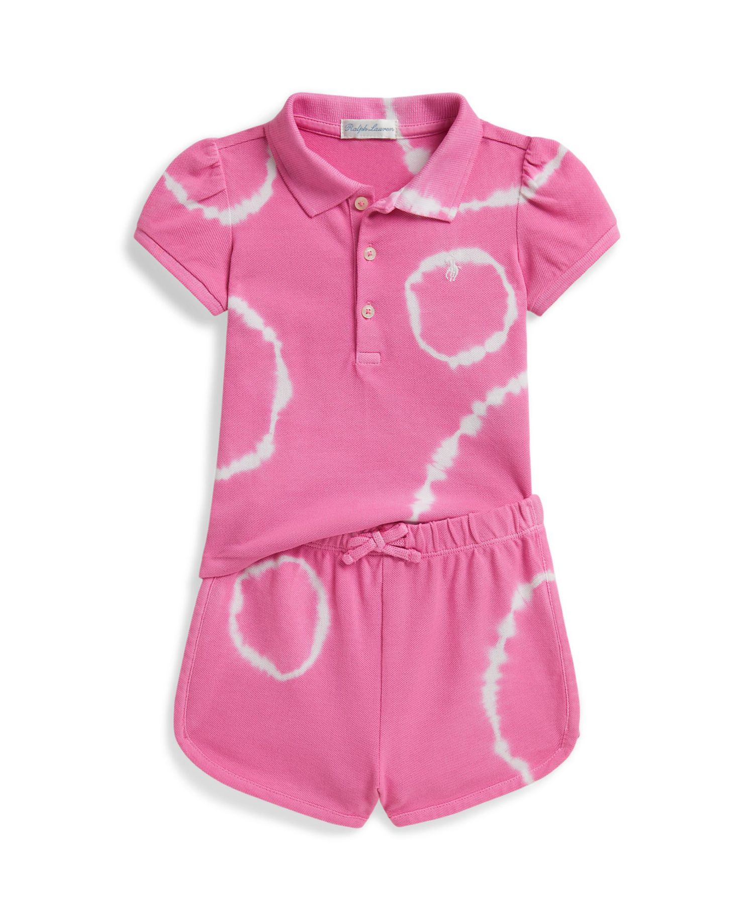Baby Girls' Tie-Dye Stretch Mesh Polo Shirt and Shorts, 2-Piece Set