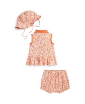 Baby Girls' Mesh Sleeveless Polo Shirt, Bloomer and Hat, 3-Piece Set