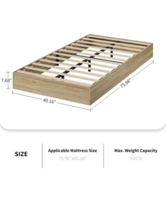 Twin Size Solid Wood Platform Bed Frame, Floor-Standing, Modern Minimalist, Sturdy Slats, No Box Spring Needed
