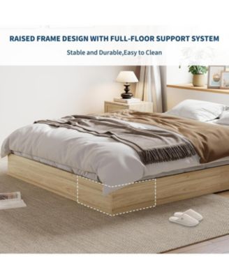  Twin-XL Size Solid Wood Platform Bed Frame, Floor-Standing, Modern Minimalist, Sturdy Slats, No Box Spring Needed