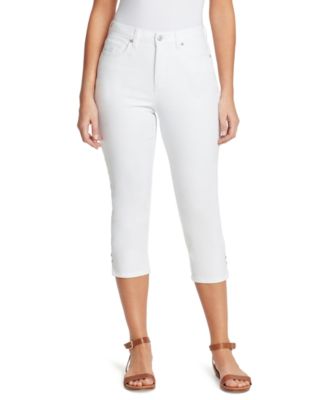 Petite Amanda High-Rise Rivet Capri Pants