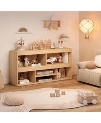 Toy Storage Organizer 6 Cubes Kids Bookshelf Wooden Storage Cabinet Playhouse Shelves Cabinet for Boys Girls Toy Bookcase Playroom, Classroom