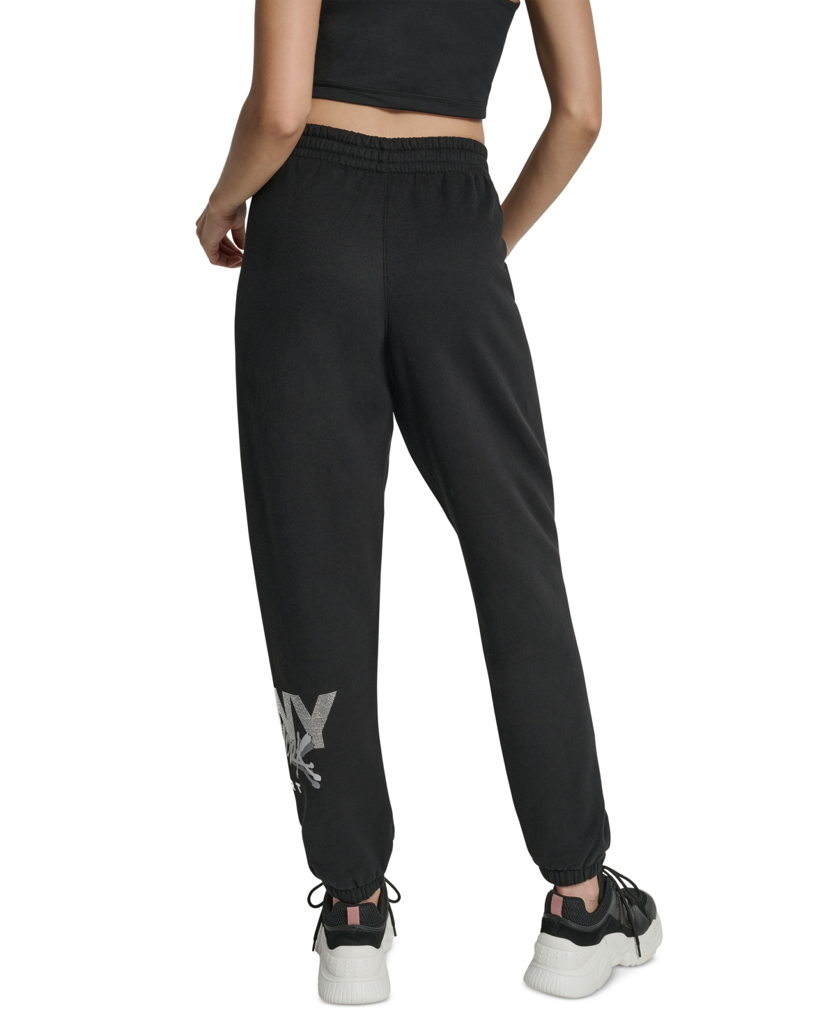 Dkny Women's Graffiti Rhinestone Logo High-Rise Relaxed-Fit Joggers