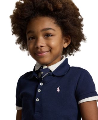 Girls' 2T-6X Cotton Mesh Stretch Short-Sleeve Polo Dress