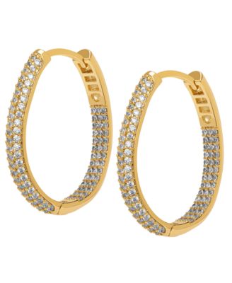 Lab-Grown White Sapphire (1 ct. t.w.) Inside-Out Hoop Earrings in 14k Gold Over Sterling Silver