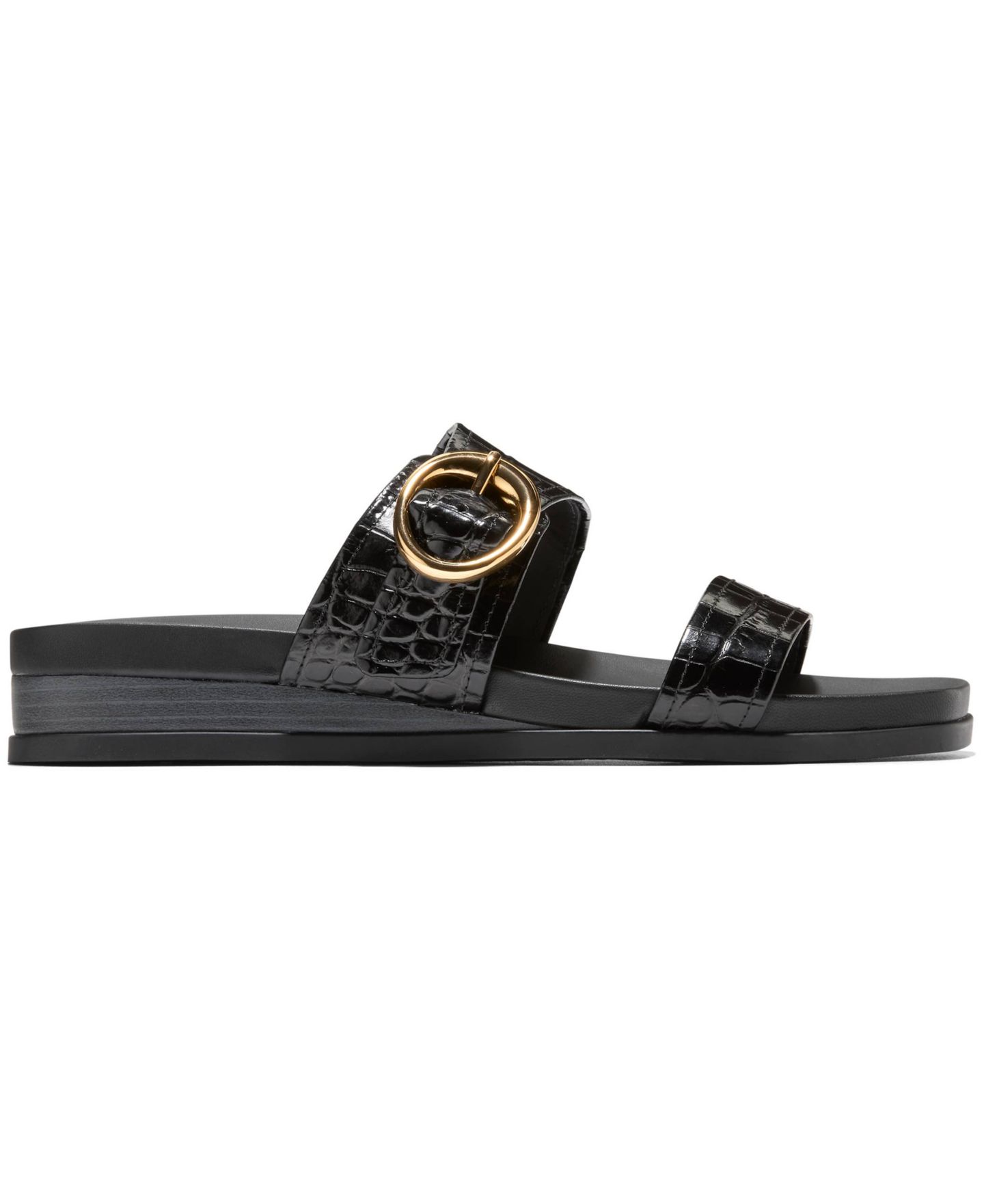 Женские сандалии Cole Haan Oaklynn Double Band Slip-On Footbed, цвет: Чёрный кожаный — фото 2