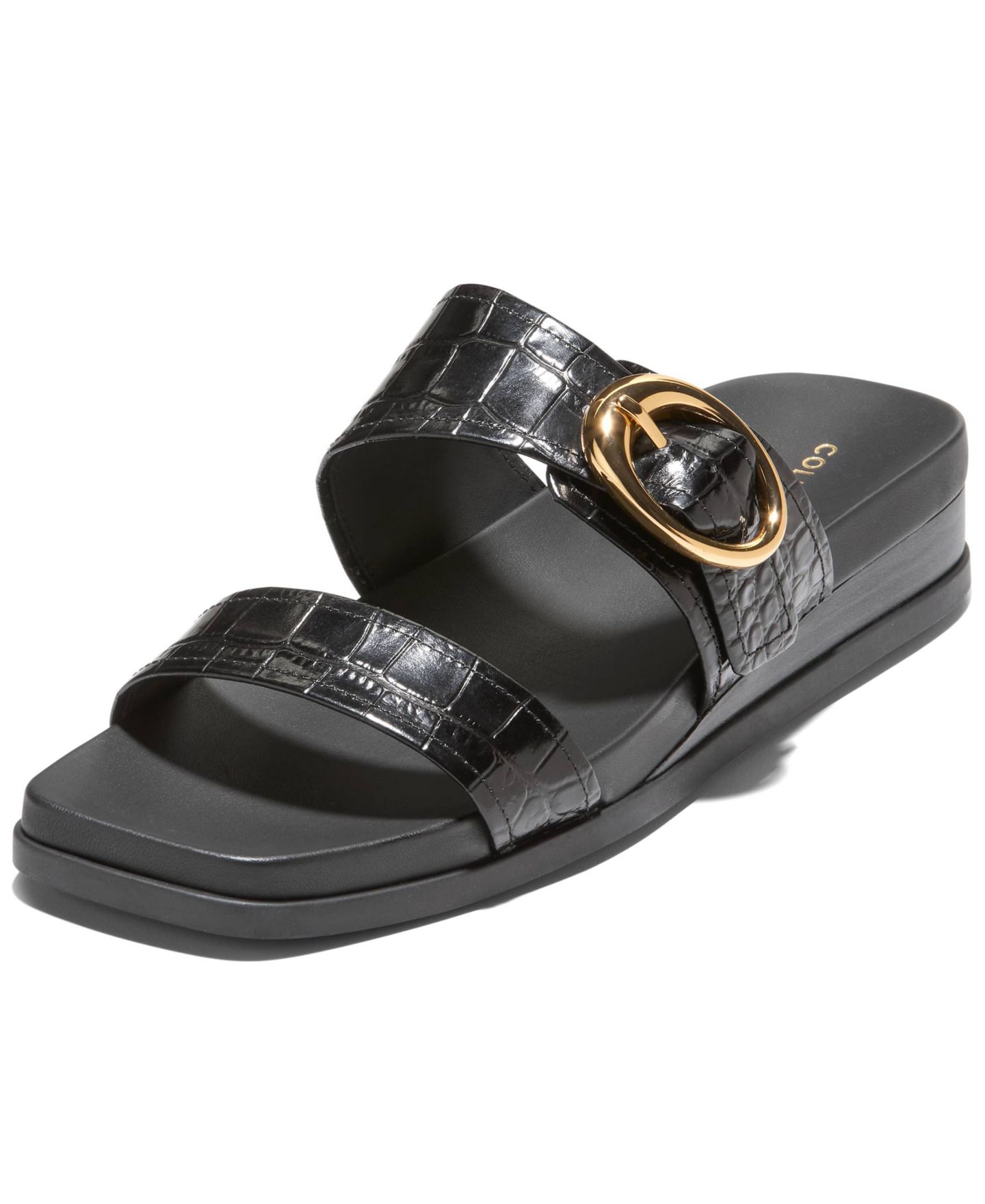 Женские сандалии Cole Haan Oaklynn Double Band Slip-On Footbed, цвет: Чёрный кожаный — фото 7