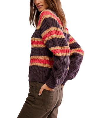 Women's Frankie Striped Cotton Cable Knit Sweater