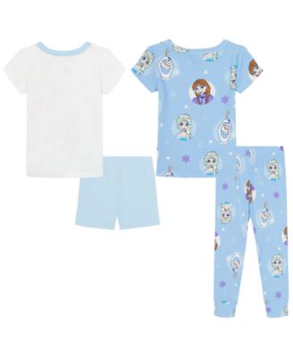 Girls' Toddler 2T-4T Graphic Print Tops, Shorts, and Pants, 4-Piece Pajama Set