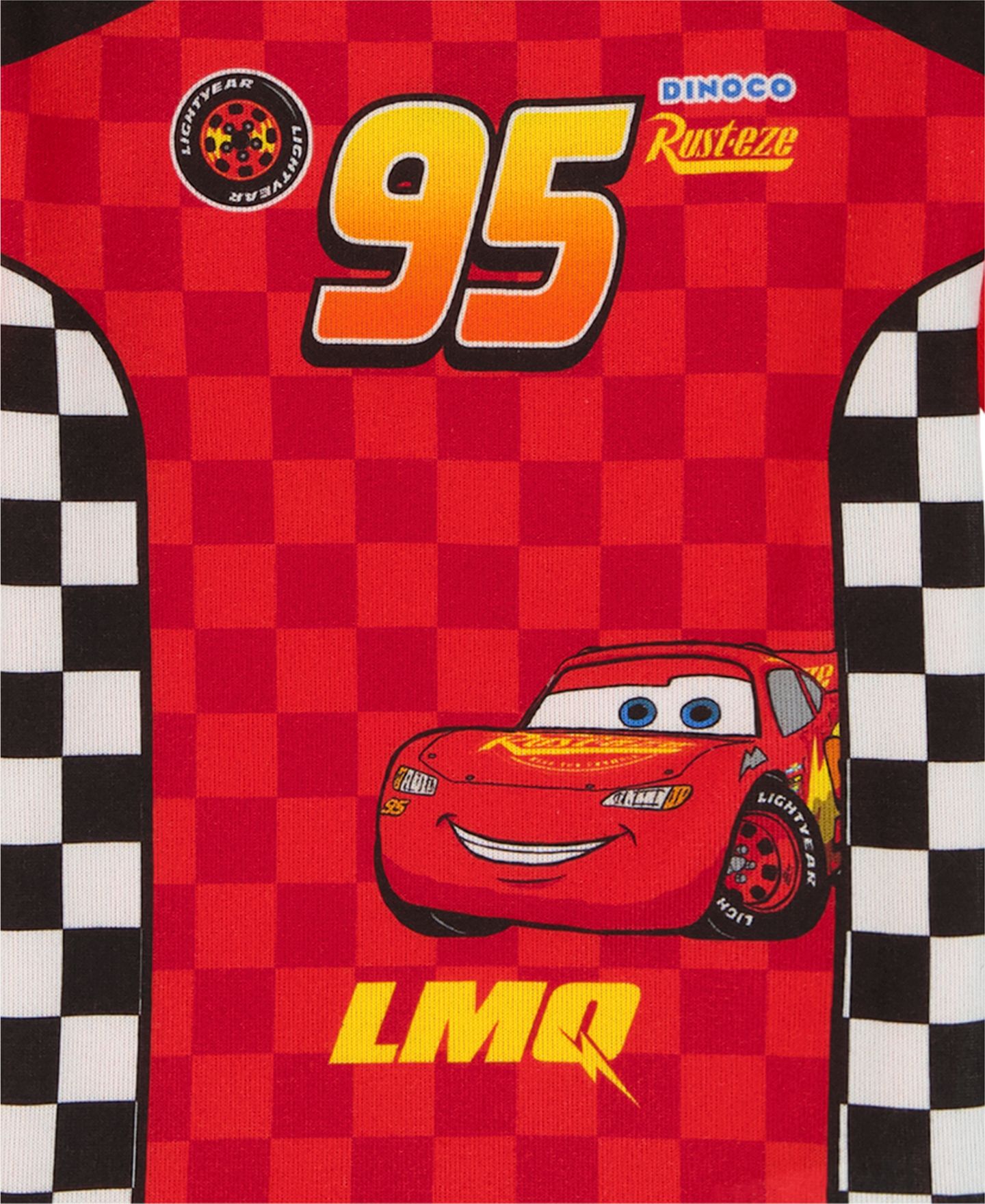 Детская пижама Cars 95 Race Suit для малышей: топ и длинные джоггеры в шашечку, 2T-4T, цвет: Красный — фото 3