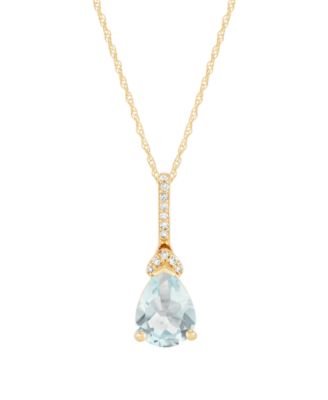 Aquamarine (7/8 ct. t.w.) & Diamond Accent Pendant Necklace in 14k Yellow Gold
