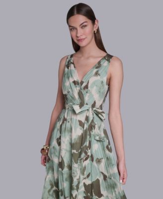 Women's V-Neck Self Sash Dress