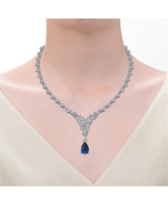 Dazzling White Gold Plated Statement Cluster Y-Necklace