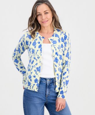Petite Poetic Floral Button-Up Cardigan Sweater
