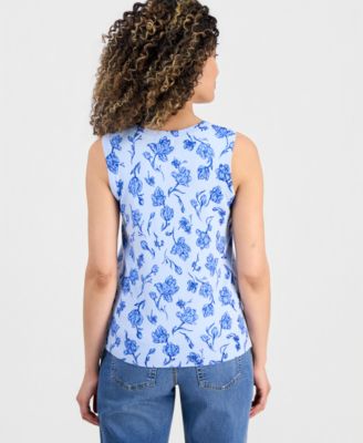 Petite Poetic Floral Feminine Tank Sweater