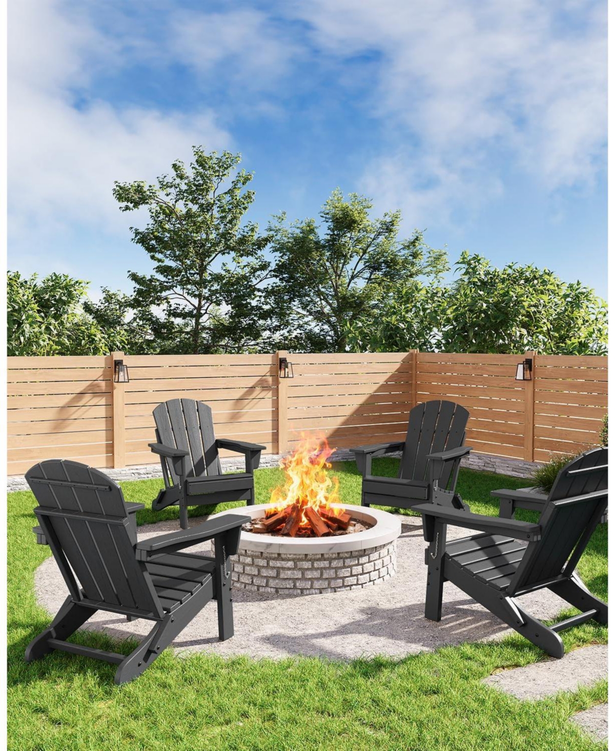 Gaomon Folding Adirondack Hdpe All-Weather Outdoor Chairs 380 Lbs Capacity, Patio/Deck/Pool/Backyard