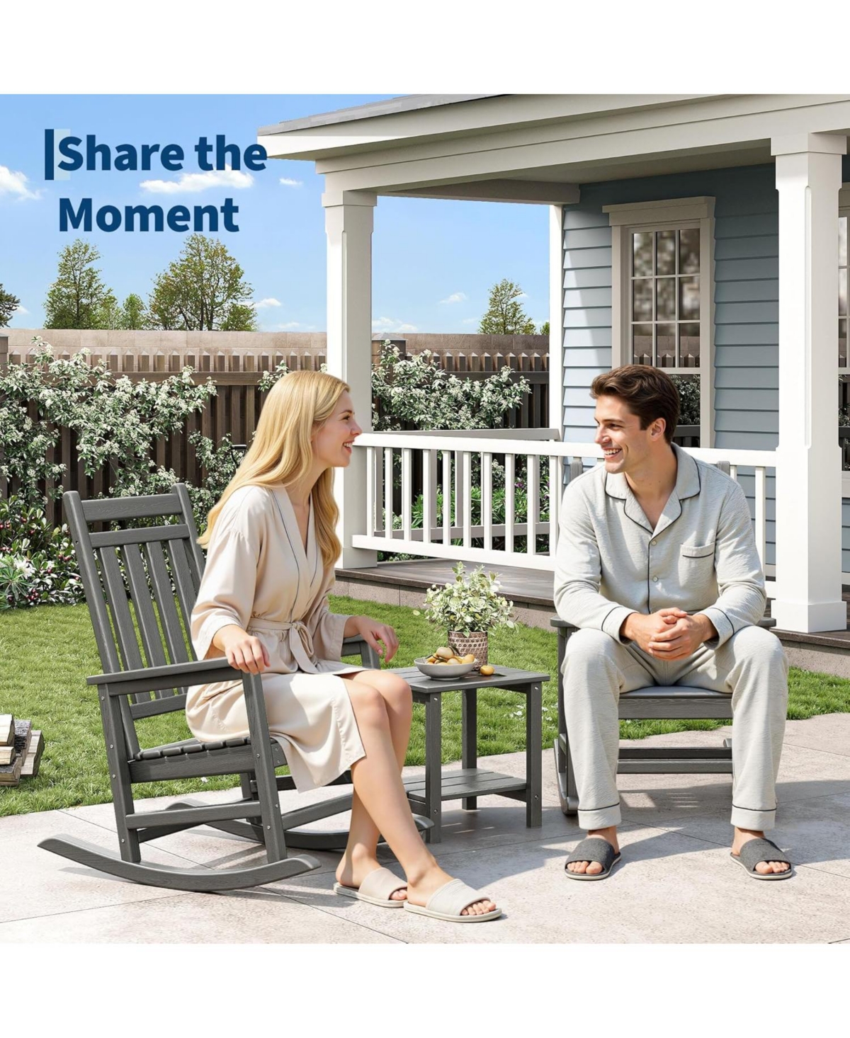 Gaomon Hdpe Weather-Resistant Rocking Adirondack Chai, No Complex Assembly