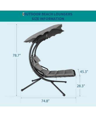 Patio chaise lounger swing chair with canopy and steel frame (60) - Twin