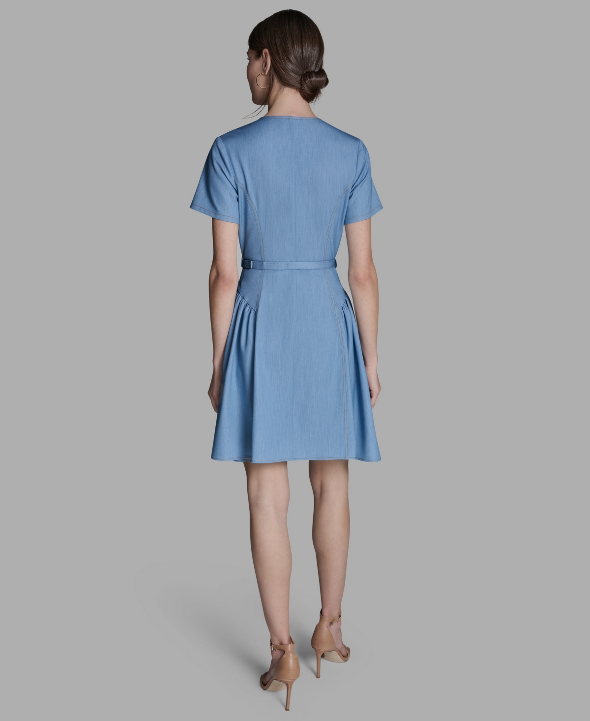 Bcbg Women's Collared Neck Mini Denim Dress