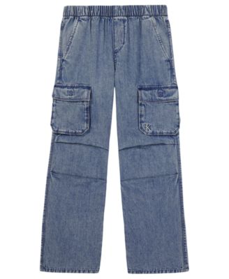 Girls' 7-16 Denim Pull-On Cargo Pants