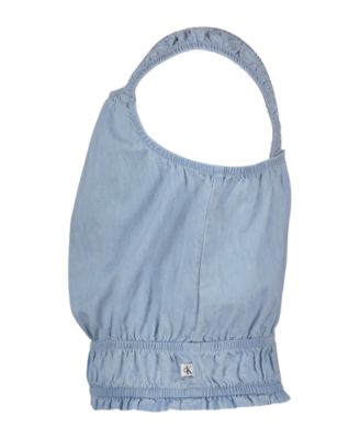 Girls' 7-16 Smocked Waist Square Neck Top