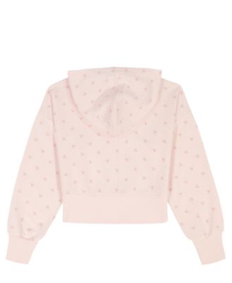 Girls' 7-16 Flocked Zip-Front Hoodie