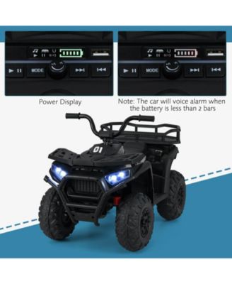 24V Kids Ride on Electric ATV Quad Car with Realistic Sounds and LED Lights-Black