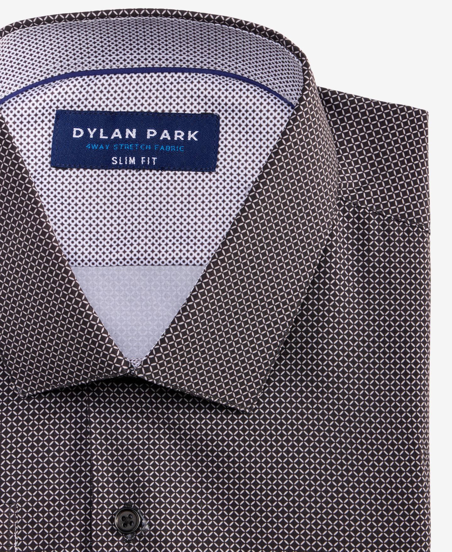 Мужская рубашка Dylan Park Slim-Fit Performance Four-Way Stretch Dress Shirt, цвет: Чёрный — фото 4