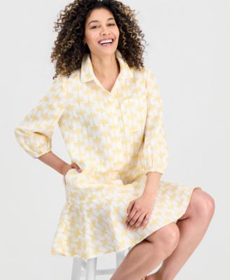 Petite Linen King Street Palm Flounce Dress