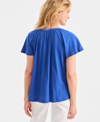 Women's Flutter-Sleeve Button-Front Top