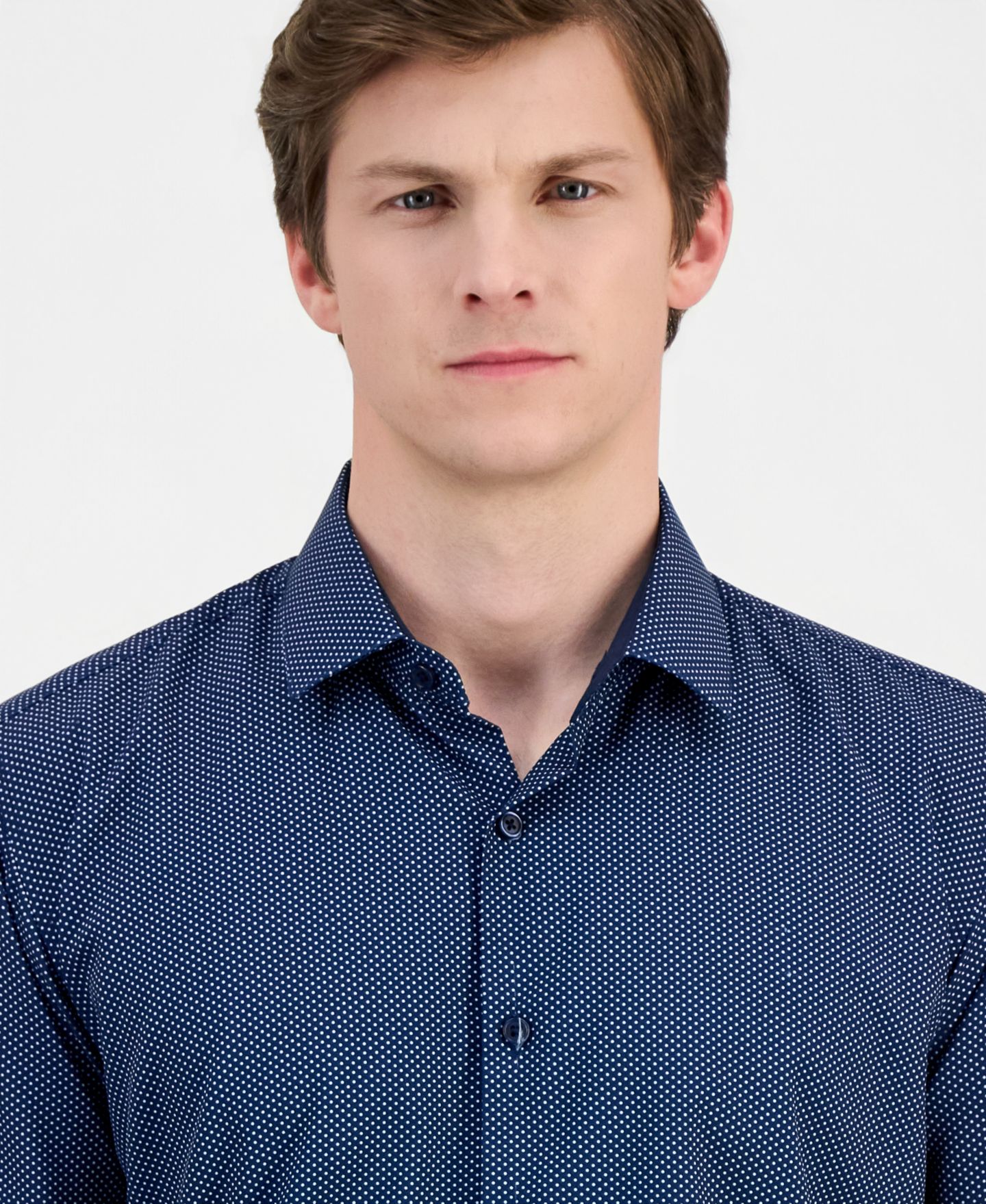 Мужская рубашка Dylan Park Slim-Fit Performance Four-Way Stretch Dress Shirt, цвет: Тёмно-синий — фото 2