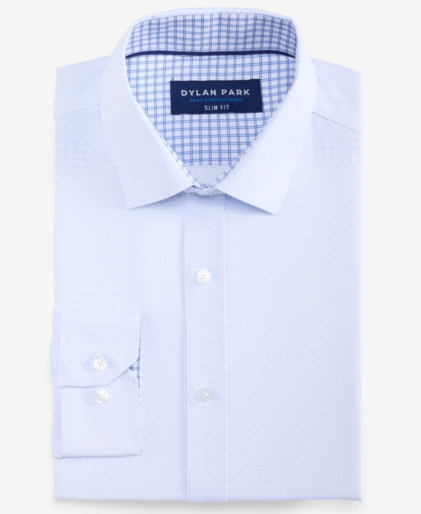 Мужская рубашка Dylan Park Slim-Fit Performance Four-Way Stretch Dress Shirt, цвет: Синий — фото 4